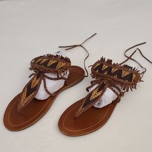 Lucky Fringed Strappy Sandals Size 8.5